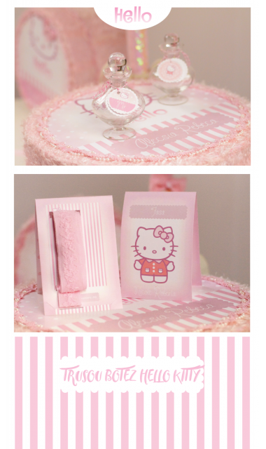 Trusou de botez personalizat brodat cu Hello Kitty pentru fete, Kitty Sugar  5
